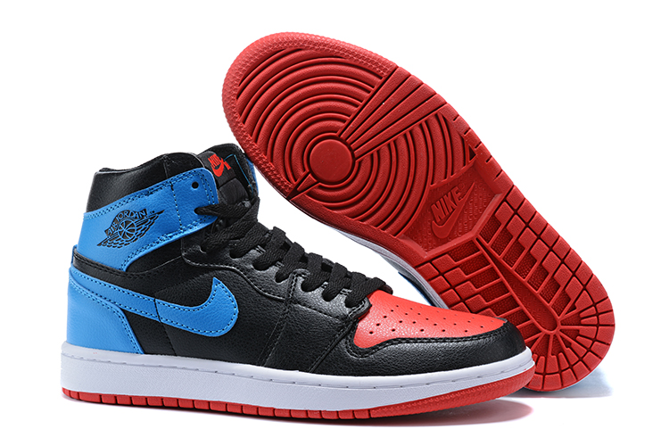 New Air Jordan 1 GS Black Red Blue White Shoes